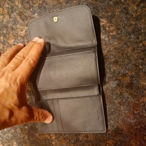 Coach Dark Brown Leather Wallet with Gold Logo - Picture 6 of 7